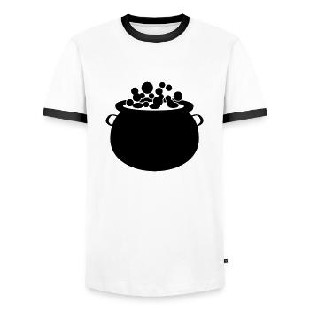 Hexenkessel - Männer Kontrast-T-Shirt - Weiß/Schwarz - Vorne - AI Model Female 172 light (172cm) & AI Model Male 178 dark (178cm)