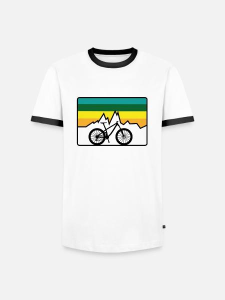VTT - T-shirt contrasté Homme - blanc/noir