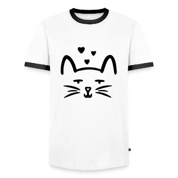 kitty love cats love - Men's Ringer Shirt - white/black - Front - AI Model Female 172 light (172cm) & AI Model Male 178 dark (178cm)