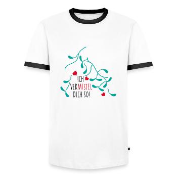 Mistelzweig Liebe für Paare - Männer Kontrast-T-Shirt - Weiß/Schwarz - Vorne - AI Model Female 172 light (172cm) & AI Model Male 178 dark (178cm)