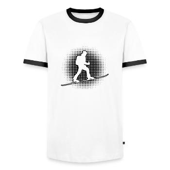 Ski Mountaineering Men's Skiing Tour Ski Touring - Men's Ringer Shirt - white/black - Front - AI Model Female 172 light (172cm) & AI Model Male 178 dark (178cm)