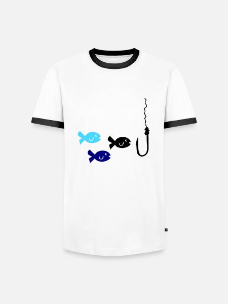 Fishing Fish - Men's Ringer Shirt - white/black