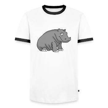Hippopotamus - Men's Ringer Shirt - white/black - Front - AI Model Female 172 light (172cm) & AI Model Male 178 dark (178cm)