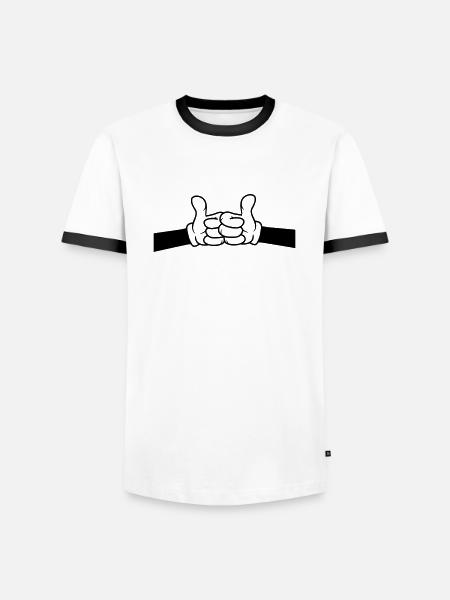 Brofist thumbs up comic - Men's Ringer Shirt - white/black