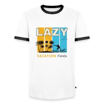 Lazy vacation Florida - Men's Ringer Shirt - white/black - Front - AI Model Female 172 light (172cm) & AI Model Male 178 dark (178cm)