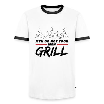 Männer Grillen Grill Fleisch BBQ Griller Steak Fun - Männer Kontrast-T-Shirt - Weiß/Schwarz - Vorne - AI Model Female 172 light (172cm) & AI Model Male 178 dark (178cm)