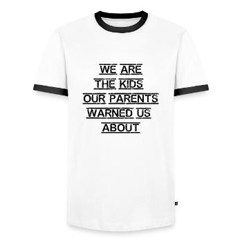 funny saying parents celebrate festival party - Men's Ringer Shirt - white/black - Front - AI Model Female 172 light (172cm) & AI Model Male 178 dark (178cm)