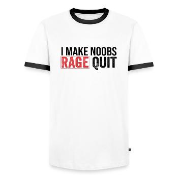 i make noobs ragequit - Men's Ringer Shirt - white/black - Front - AI Model Female 172 light (172cm) & AI Model Male 178 dark (178cm)