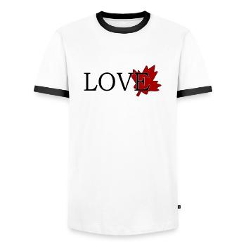 Amour Feuille d'érable du canada - T-shirt contrasté Homme - blanc/noir - Devant - AI Model Female 172 light (172cm) & AI Model Male 178 dark (178cm)