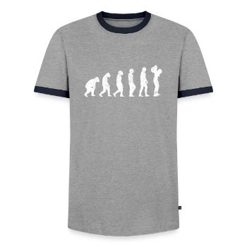 Fitness Strength Training Bodybuilder Athlete Muscle - T-shirt contrasté Homme - gris/marine  - Devant - AI Model Female 172 light (172cm) & AI Model Male 178 light (178cm)