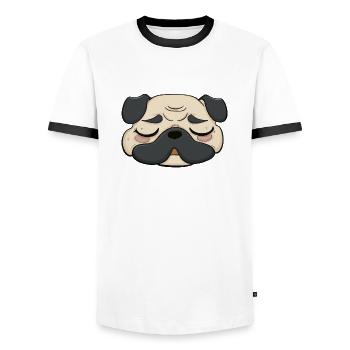 Sleeping Pug Dog Funny Dog Owners - Men's Ringer Shirt - white/black - Front - AI Model Female 172 light (172cm) & AI Model Male 178 dark (178cm)