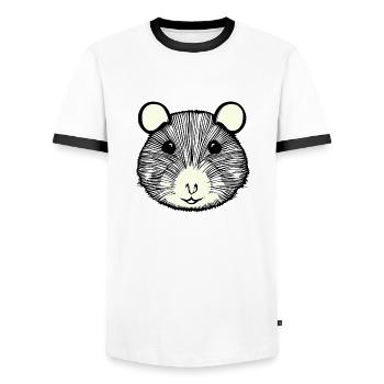 Hamster mignon animal rongeur animaux drôle animal 6 - T-shirt contrasté Homme - blanc/noir - Devant - AI Model Female 172 light (172cm) & AI Model Male 178 dark (178cm)