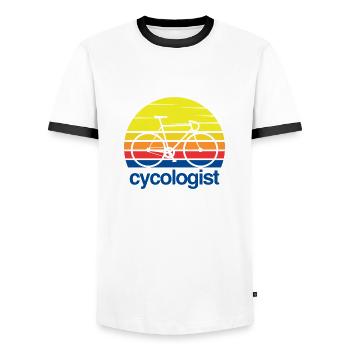 CYCOLOGUES - T-shirt contrasté Homme - blanc/noir - Devant - AI Model Female 172 light (172cm) & AI Model Male 178 dark (178cm)