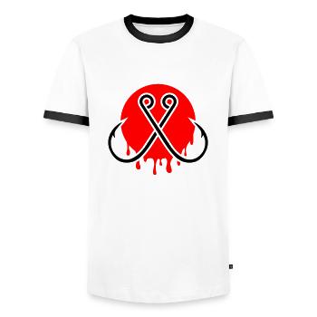 I love fishing - Anglergeschenk - Japan Style - Männer Kontrast-T-Shirt - Weiß/Schwarz - Vorne - AI Model Female 172 light (172cm) & AI Model Male 178 dark (178cm)