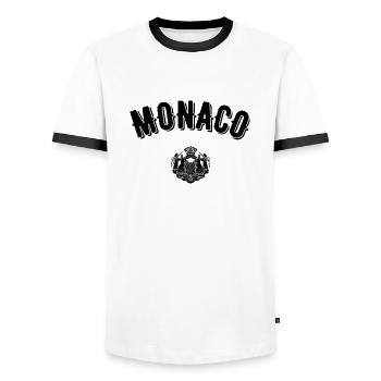 Monaco - Männer Kontrast-T-Shirt - Weiß/Schwarz - Vorne - AI Model Female 172 light (172cm) & AI Model Male 178 dark (178cm)