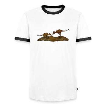 Dieses Känguru Paar lebte in Australien - Männer Kontrast-T-Shirt - Weiß/Schwarz - Vorne - AI Model Female 172 light (172cm) & AI Model Male 178 dark (178cm)