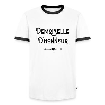 Demoiselle d'honneur - T-shirt contrasté Homme - blanc/noir - Devant - AI Model Female 172 light (172cm) & AI Model Male 178 dark (178cm)
