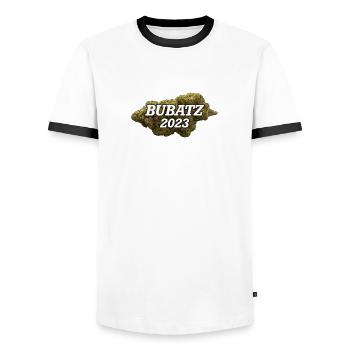 Bubatz 2023 - Männer Kontrast-T-Shirt - Weiß/Schwarz - Vorne - AI Model Female 172 light (172cm) & AI Model Male 178 dark (178cm)
