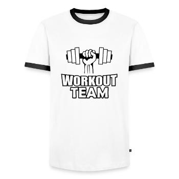 Équipe d’entraînement - T-shirt contrasté Homme - blanc/noir - Devant - AI Model Female 172 light (172cm) & AI Model Male 178 dark (178cm)