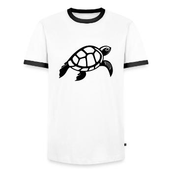 Tortue - T-shirt contrasté Homme - blanc/noir - Devant - AI Model Female 172 light (172cm) & AI Model Male 178 dark (178cm)