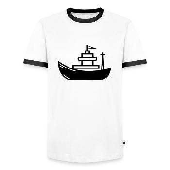 Bateau - T-shirt contrasté Homme - blanc/noir - Devant - AI Model Female 172 light (172cm) & AI Model Male 178 dark (178cm)