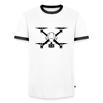 drone - T-shirt contrasté Homme - blanc/noir - Devant - AI Model Female 172 light (172cm) & AI Model Male 178 dark (178cm)