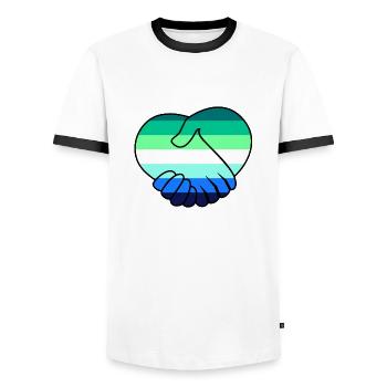 Gay & Respect - Men's Ringer Shirt - white/black - Front - AI Model Female 172 light (172cm) & AI Model Male 178 dark (178cm)