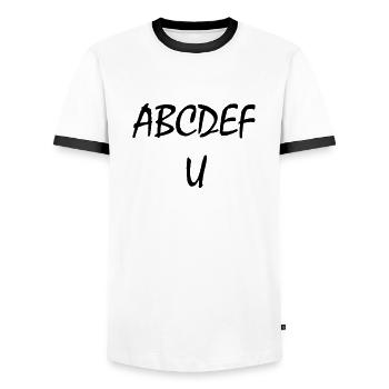 ABCDEFU - T-shirt contrasté Homme - blanc/noir - Devant - AI Model Female 172 light (172cm) & AI Model Male 178 dark (178cm)
