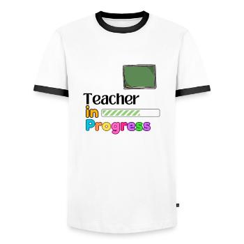 Teacher In progress Perfect Gift - Men's Ringer Shirt - white/black - Front - AI Model Female 172 light (172cm) & AI Model Male 178 dark (178cm)