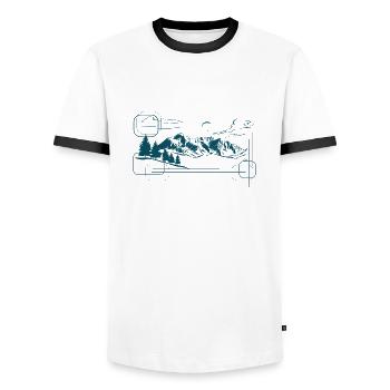Mountain Design - Men's Ringer Shirt - white/black - Front - AI Model Female 172 light (172cm) & AI Model Male 178 dark (178cm)