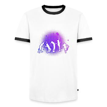 Tennis Player Women Men Tennis Tennis Tennis - Men's Ringer Shirt - white/black - Front - AI Model Female 172 light (172cm) & AI Model Male 178 dark (178cm)