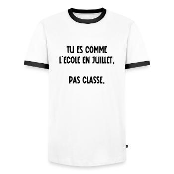 pas classe - T-shirt contrasté Homme - blanc/noir - Devant - AI Model Female 172 light (172cm) & AI Model Male 178 dark (178cm)