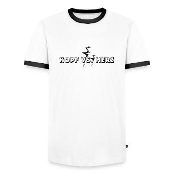 La tête contre le cœur - T-shirt contrasté Homme - blanc/noir - Devant - AI Model Female 172 light (172cm) & AI Model Male 178 dark (178cm)
