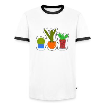 Autocollant Cactus - T-shirt contrasté Homme - blanc/noir - Devant - AI Model Female 172 light (172cm) & AI Model Male 178 dark (178cm)