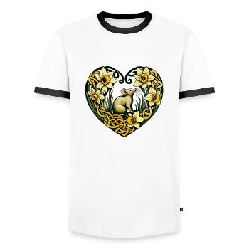 L’amour des rongeurs - T-shirt contrasté Homme - blanc/noir - Devant - AI Model Female 172 light (172cm) & AI Model Male 178 dark (178cm)