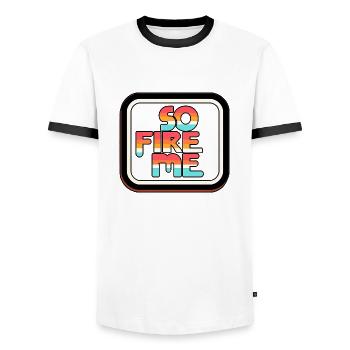 So Fire Me 14 - Männer Kontrast-T-Shirt - Weiß/Schwarz - Vorne - AI Model Female 172 light (172cm) & AI Model Male 178 dark (178cm)