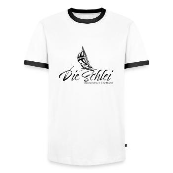 Schlei / Schleimünde Bo-Grafik - T-shirt contrasté Homme - blanc/noir - Devant - AI Model Female 172 light (172cm) & AI Model Male 178 dark (178cm)