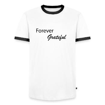 Forever Grateful - Men's Ringer Shirt - white/black - Front - AI Model Female 172 light (172cm) & AI Model Male 178 dark (178cm)