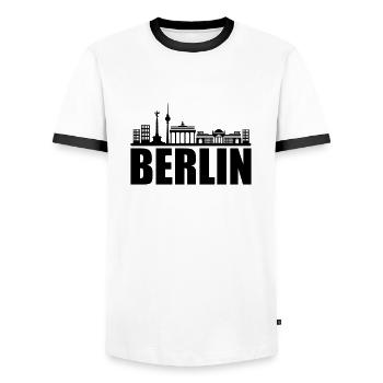 Berlin Skyline - Men's Ringer Shirt - white/black - Front - AI Model Female 172 light (172cm) & AI Model Male 178 dark (178cm)