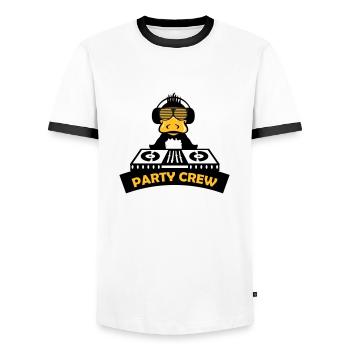 duck party crew 2 - Männer Kontrast-T-Shirt - Weiß/Schwarz - Vorne - AI Model Female 172 light (172cm) & AI Model Male 178 dark (178cm)