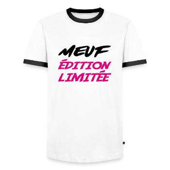 MEUF édition limitée - T-shirt contrasté Homme - blanc/noir - Devant - AI Model Female 172 light (172cm) & AI Model Male 178 dark (178cm)