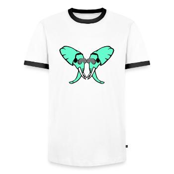 2 Elefanten Köpfe Team Cool Club DJ Freunde Crew - Männer Kontrast-T-Shirt - Weiß/Schwarz - Vorne - AI Model Female 172 light (172cm) & AI Model Male 178 dark (178cm)