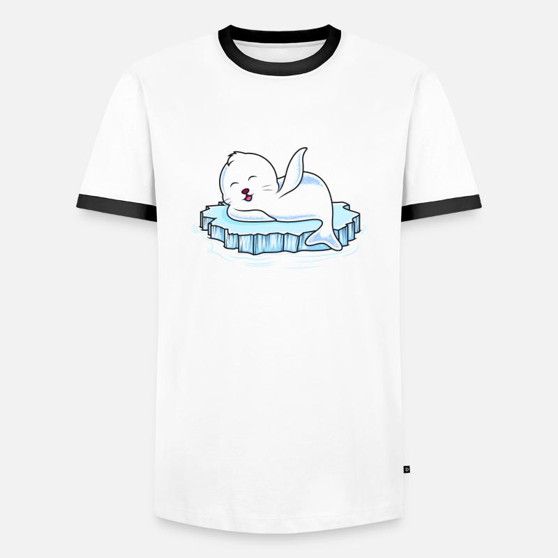robbe eisscholle - Männer Kontrast-T-Shirt - Weiß/Schwarz
