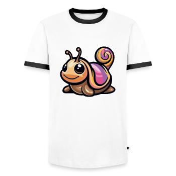 schnecke comic - Männer Kontrast-T-Shirt - Weiß/Schwarz - Vorne - AI Model Female 172 light (172cm) & AI Model Male 178 dark (178cm)