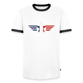 I Love France Elegance Style Design T-Shirt - Men's Ringer Shirt - white/black - Front - AI Model Female 172 light (172cm) & AI Model Male 178 dark (178cm)