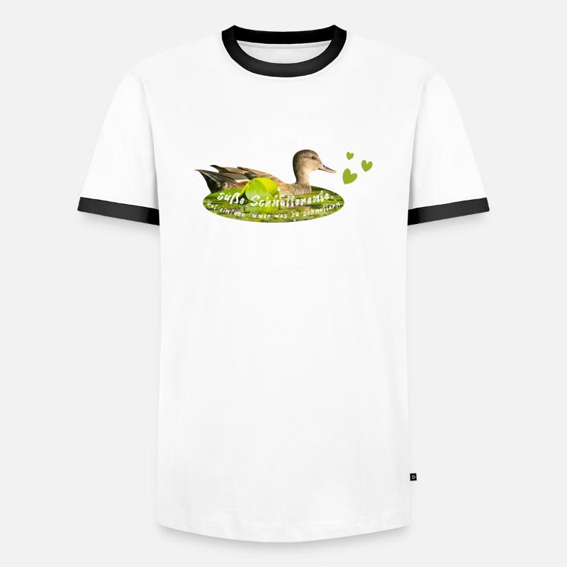 Schnatterente schnattern Quasselstrippe - Männer Kontrast-T-Shirt - Weiß/Schwarz