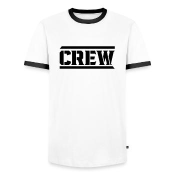 Crew - Men's Ringer Shirt - white/black - Front - AI Model Female 172 light (172cm) & AI Model Male 178 dark (178cm)