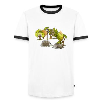 Igel - Männer Kontrast-T-Shirt - Weiß/Schwarz - Vorne - AI Model Female 172 light (172cm) & AI Model Male 178 dark (178cm)