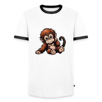 Orangutan baby png - Men's Ringer Shirt - white/black - Front - AI Model Female 172 light (172cm) & AI Model Male 178 dark (178cm)