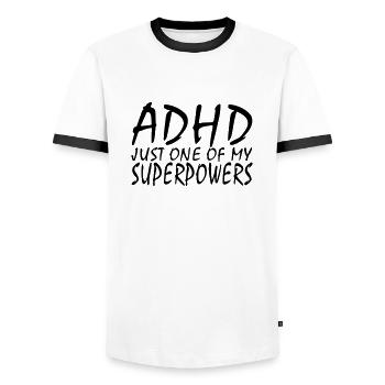 TDAH - T-shirt contrasté Homme - blanc/noir - Devant - AI Model Female 172 light (172cm) & AI Model Male 178 dark (178cm)